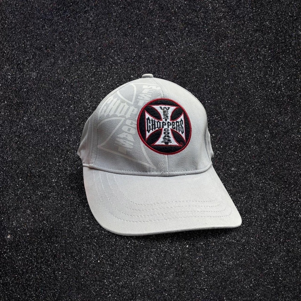 West Coast Choppers Jesse James Fitted Hat Size 7 1/4 Grey Iron Cross Logo Cap